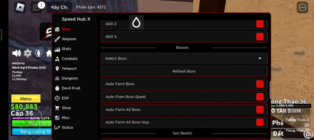 Kích hoạt hack blox fruit