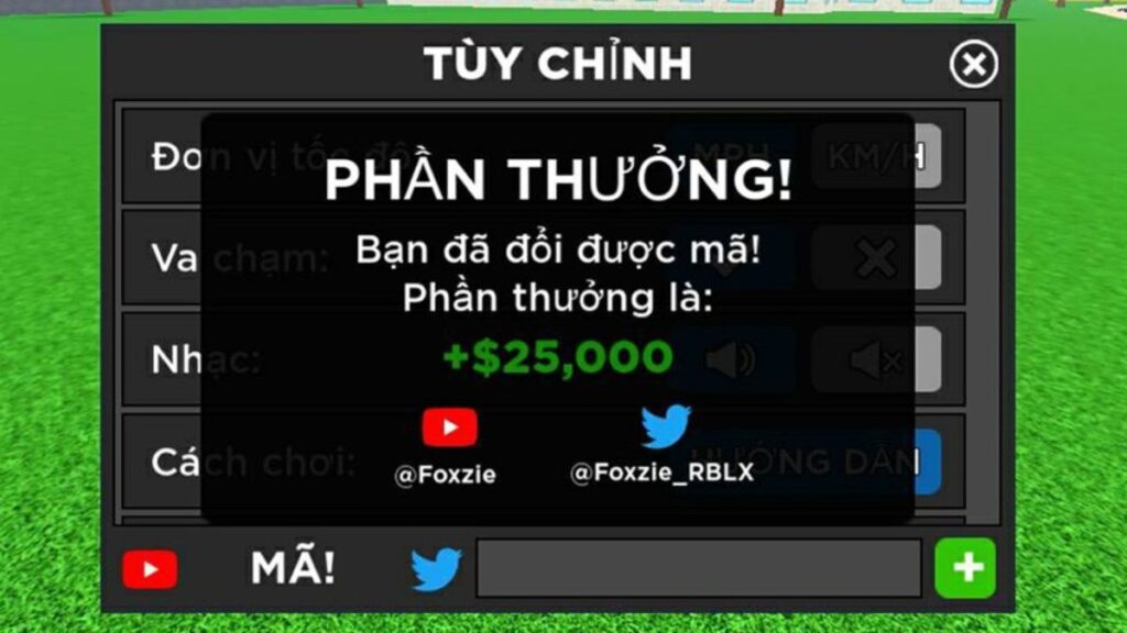 Bạn sẽ được thông báo xác nhận và nhận phần thưởng từ mã code 