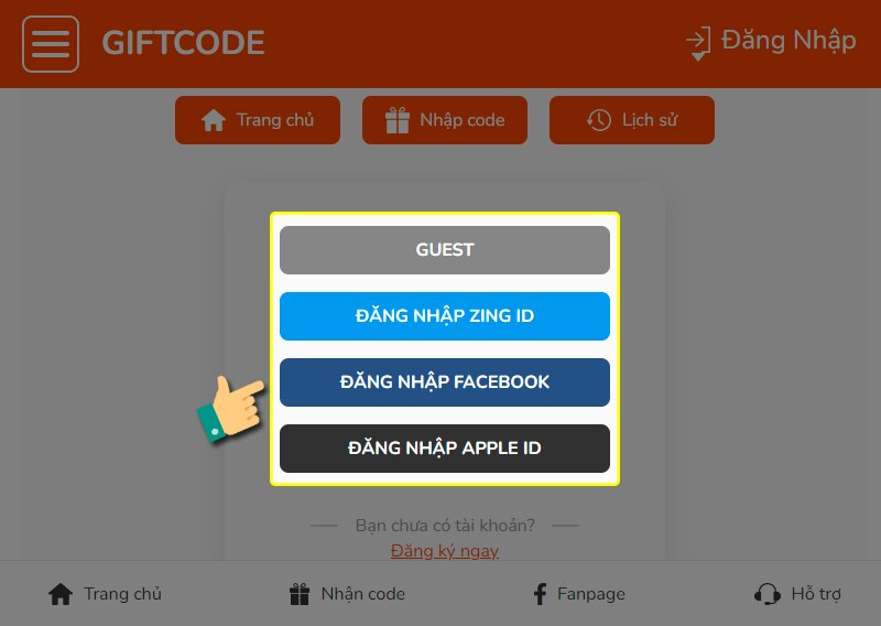 Đăng nhập vào game