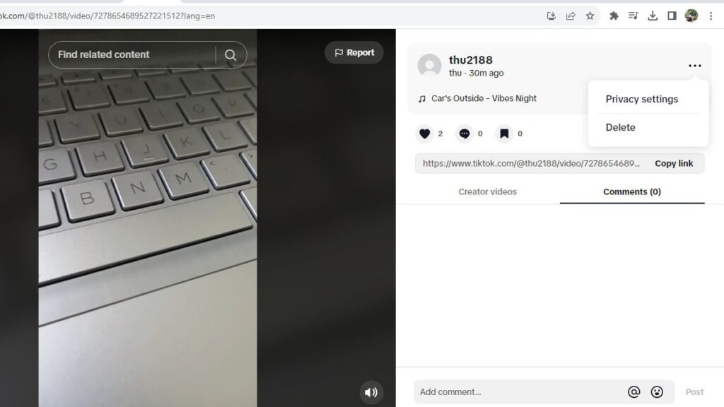 Nhấn “Delete” để xóa video
