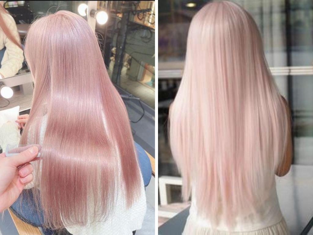 Nhuộm tóc màu hồng nhạt 