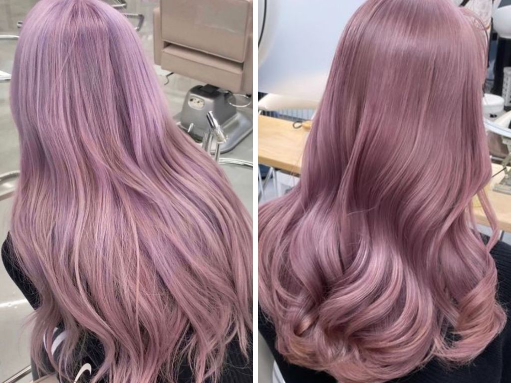 Nhuộm tóc màu hồng pha tím