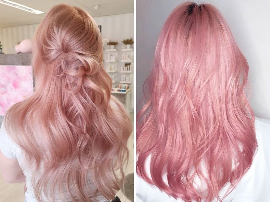 Nhuộm tóc màu hồng nâu mơ
