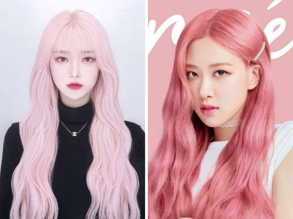 Nhuộm tóc màu hồng pastel 