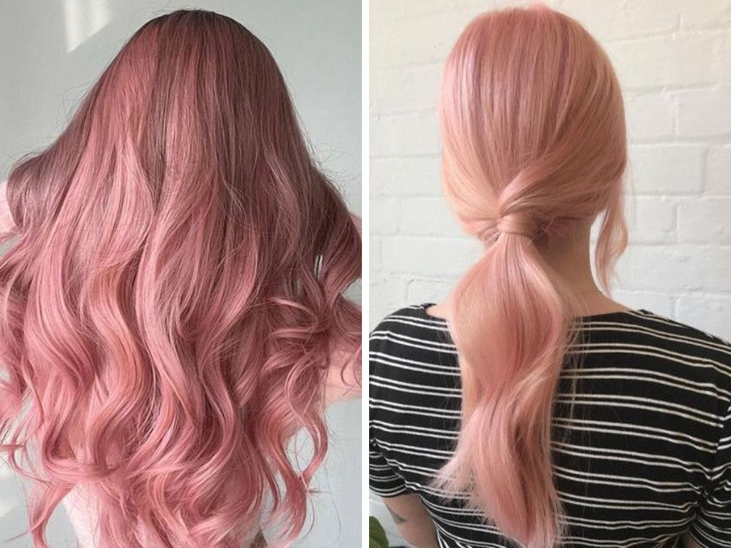 Nhuộm tóc màu hồng trà sữa