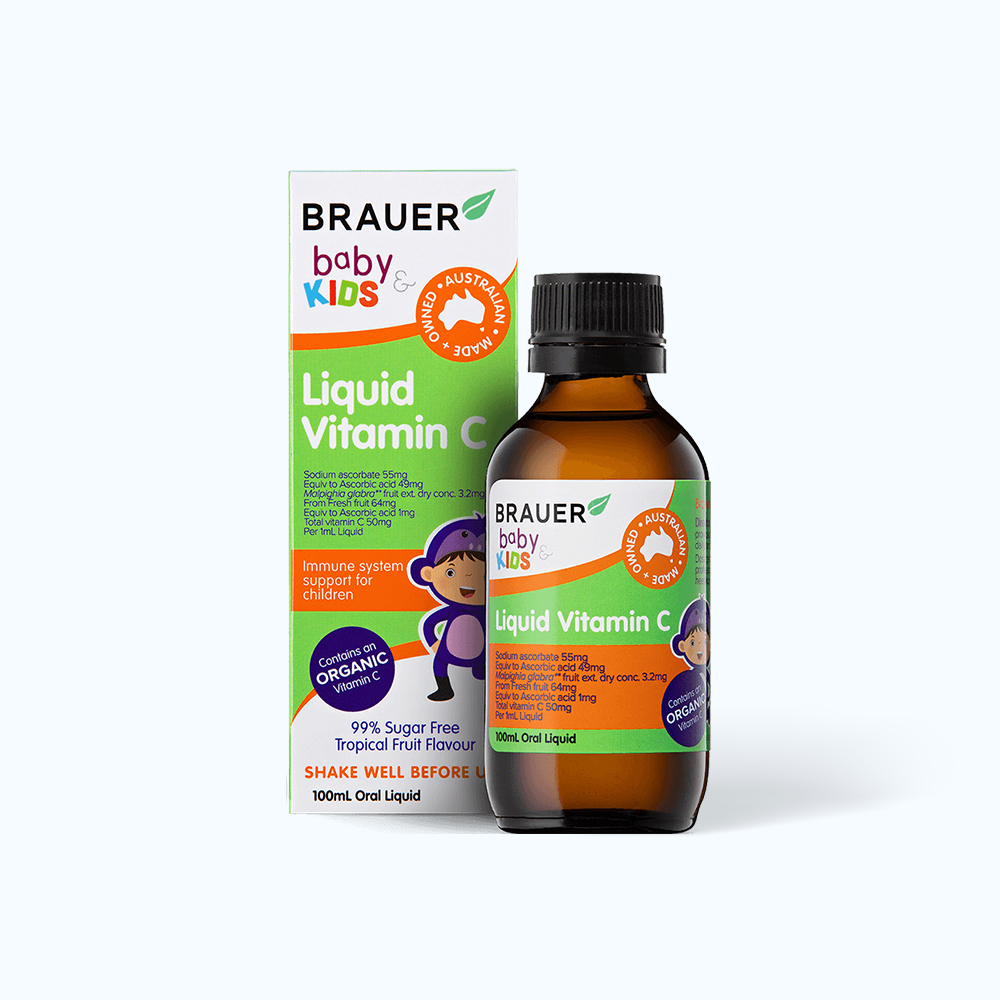 Siro Brauer Baby Kids Liquid Vitamin C có vị ngọt dễ uống 