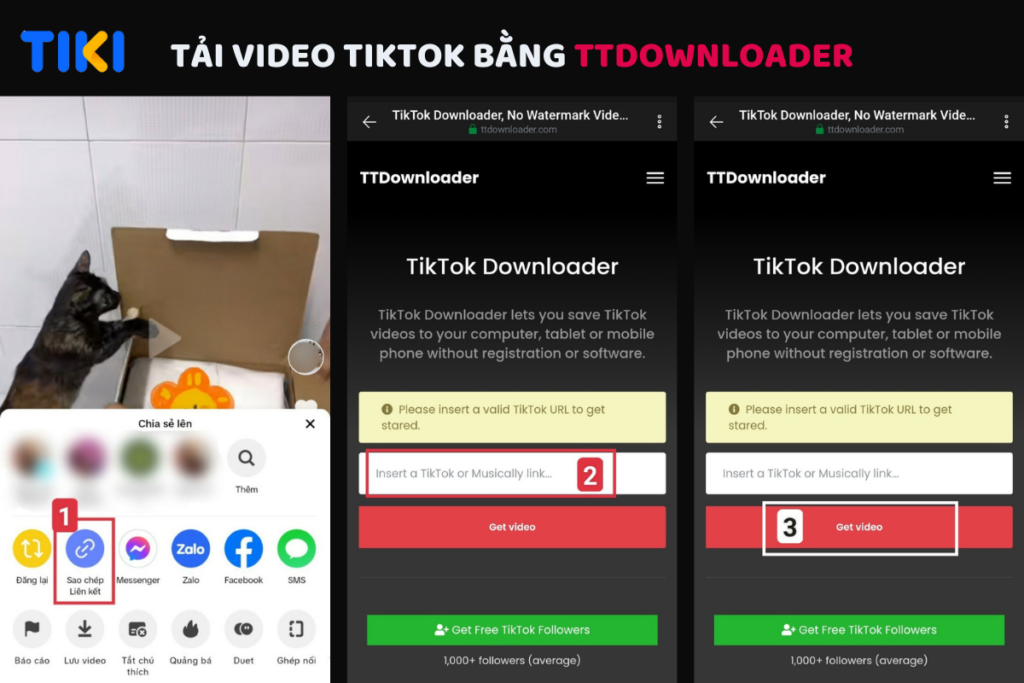 Tải video TikTok bằng TTDownloader