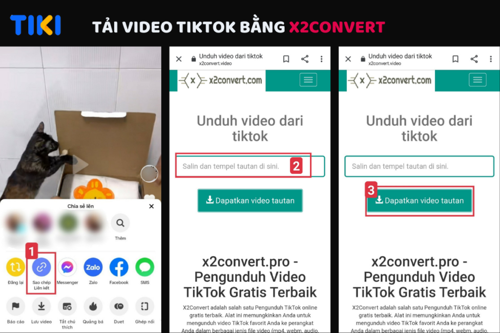 Tải video TikTok bằng x2convert