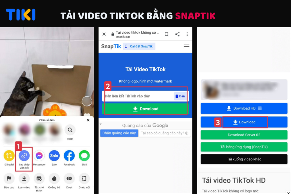Tải video TikTok bằng SnapTik