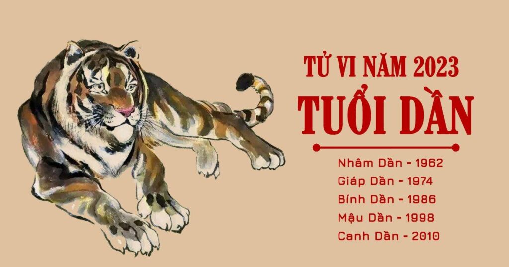 Tuổi Dần sinh các năm 1926, 1938, 1950, 1962, 1974, 1986, 1998, 2010, 2022