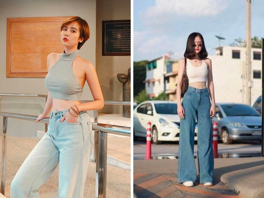 Áo ba lỗ với quần ống rộng