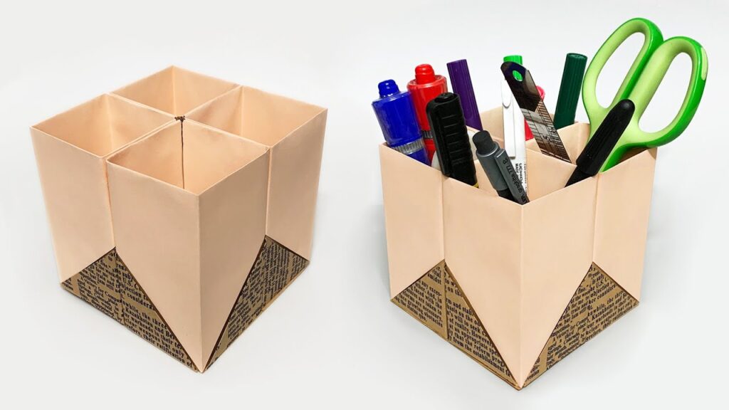 Làm hộp bút từ bìa carton