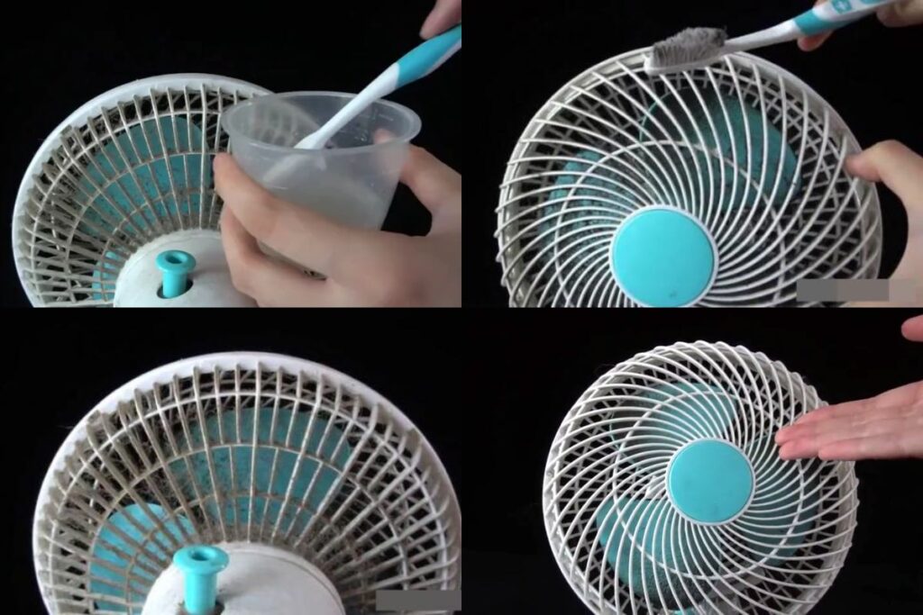Vệ sinh quạt bằng bàn chải đánh răng