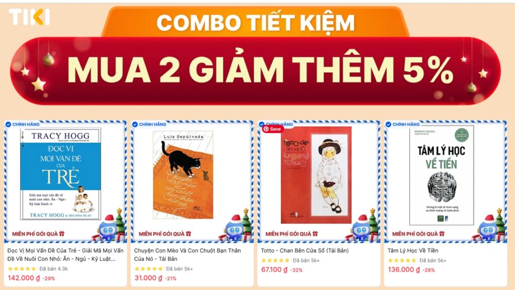 Sale Tiki mua 2 giảm thêm 5%