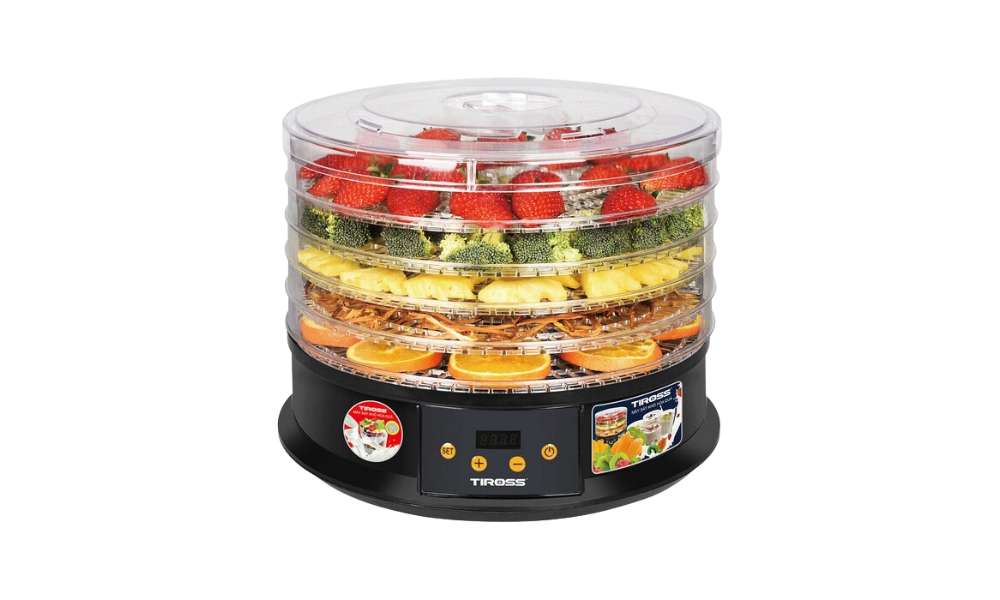 Máy sấy Tiross TS9682 có khay sấy được làm từ nhựa nguyên sinh cao cấp Máy sấy Tiross TS9682 có khay sấy được làm từ nhựa nguyên sinh cao cấp
