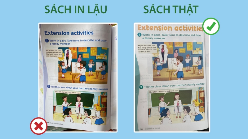Cách phân biệt sách giáo khoa thật và giả.