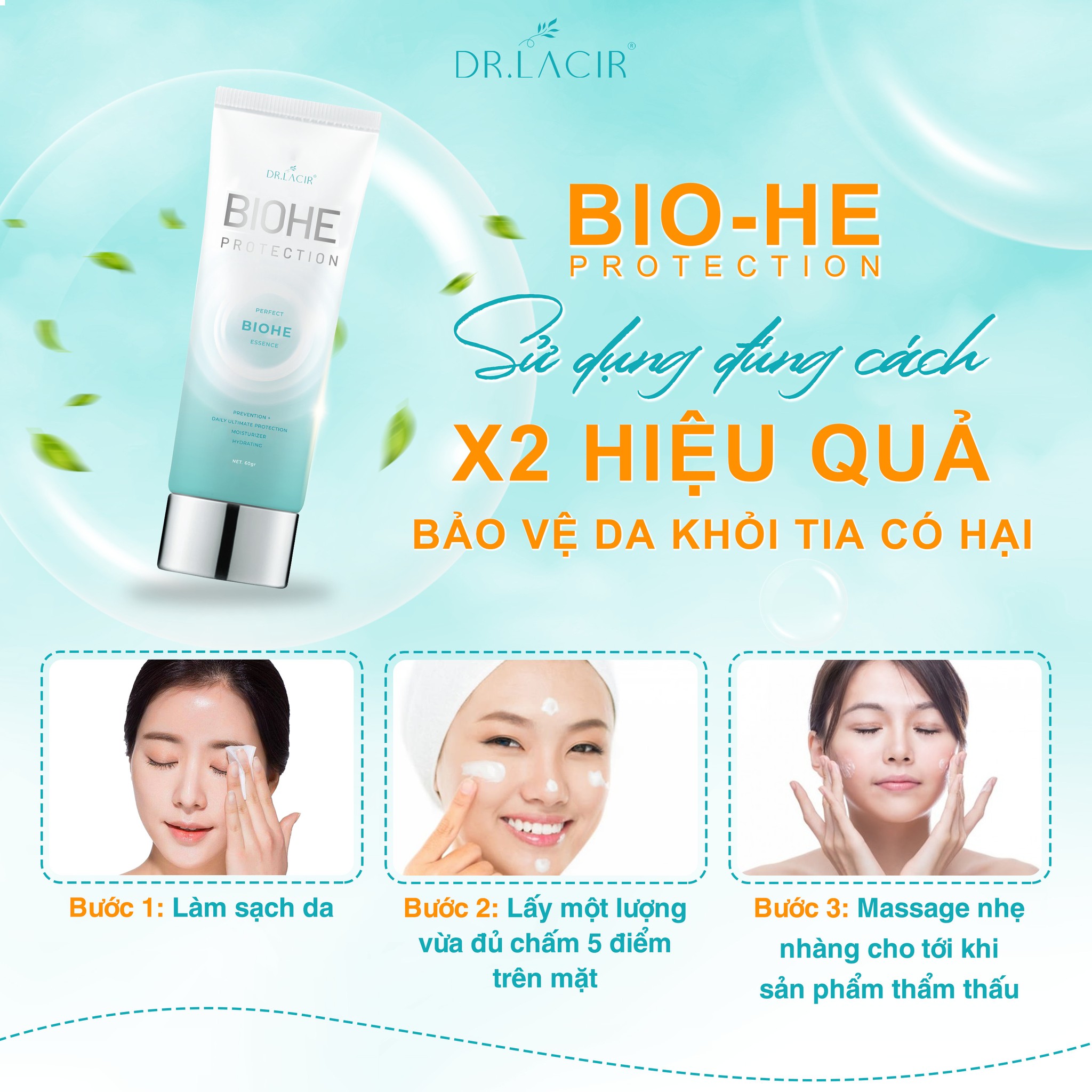Kem chống nắng sinh học Dr Lacir Biohe Protection