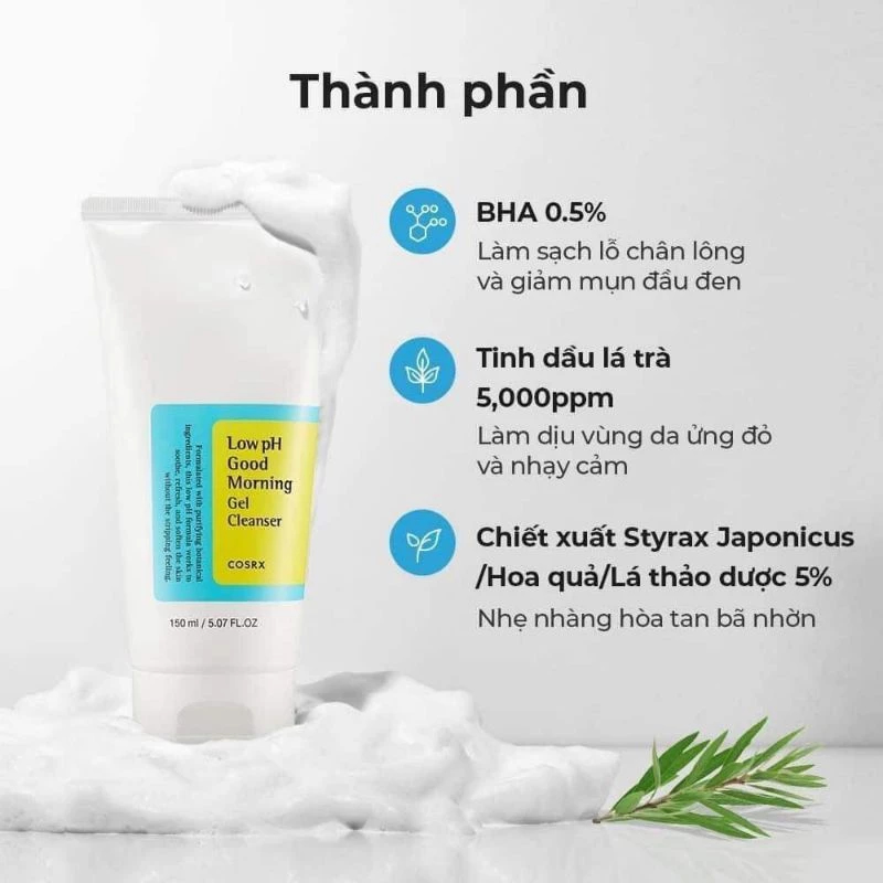 Sữa rửa mặt dành cho da khô và mụn Cosrx Low pH Good Morning Gel Cleanser