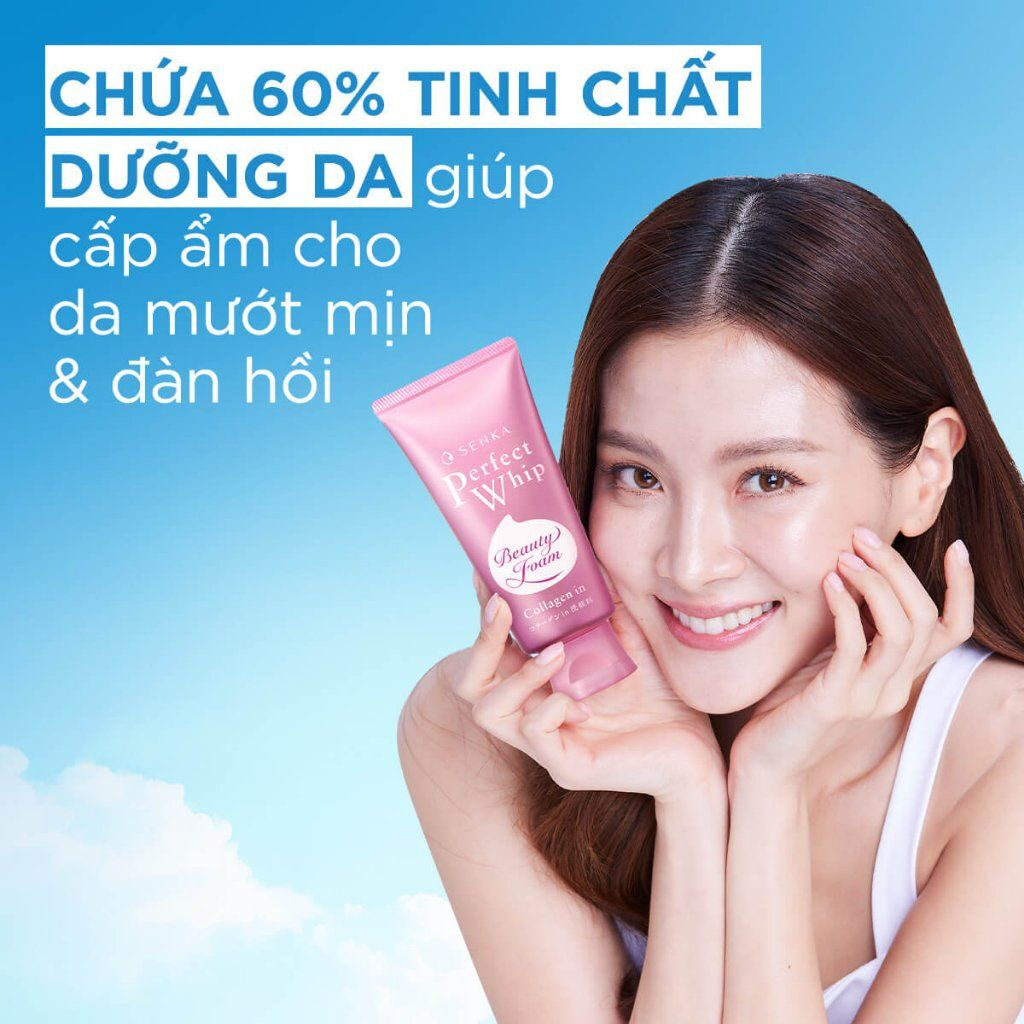 Sữa rửa mặt cho da khô Senka Perfect Whip Collagen In
