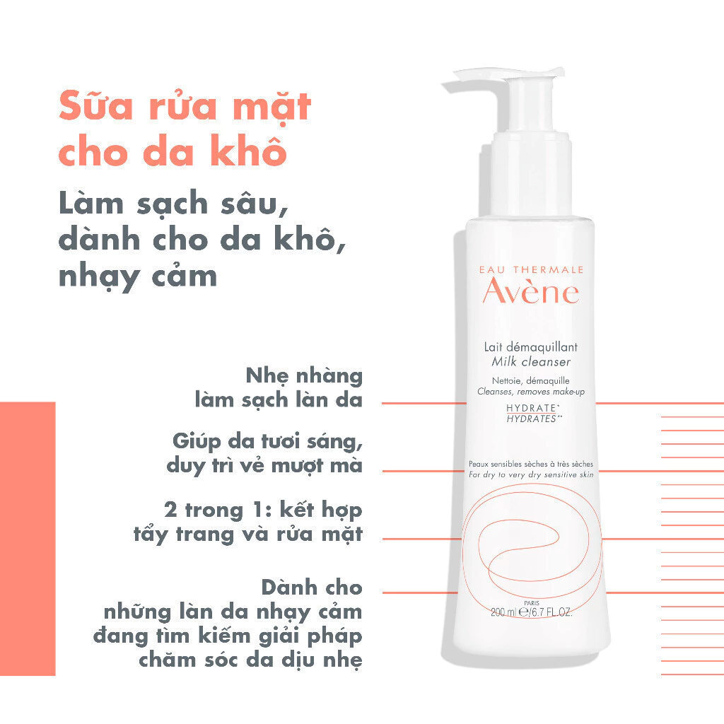 Sữa rửa mặt Avène ESSENTIAL Gentle Milk Cleanser