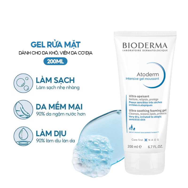 Sữa rửa mặt dành cho da khô Bioderma Atoderm Intensive Gel Moussant