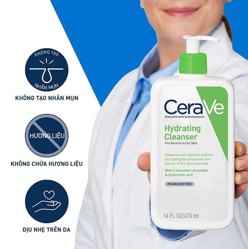 Sữa rửa mặt dành cho da khô Cerave Hydrating Facial Cleanser