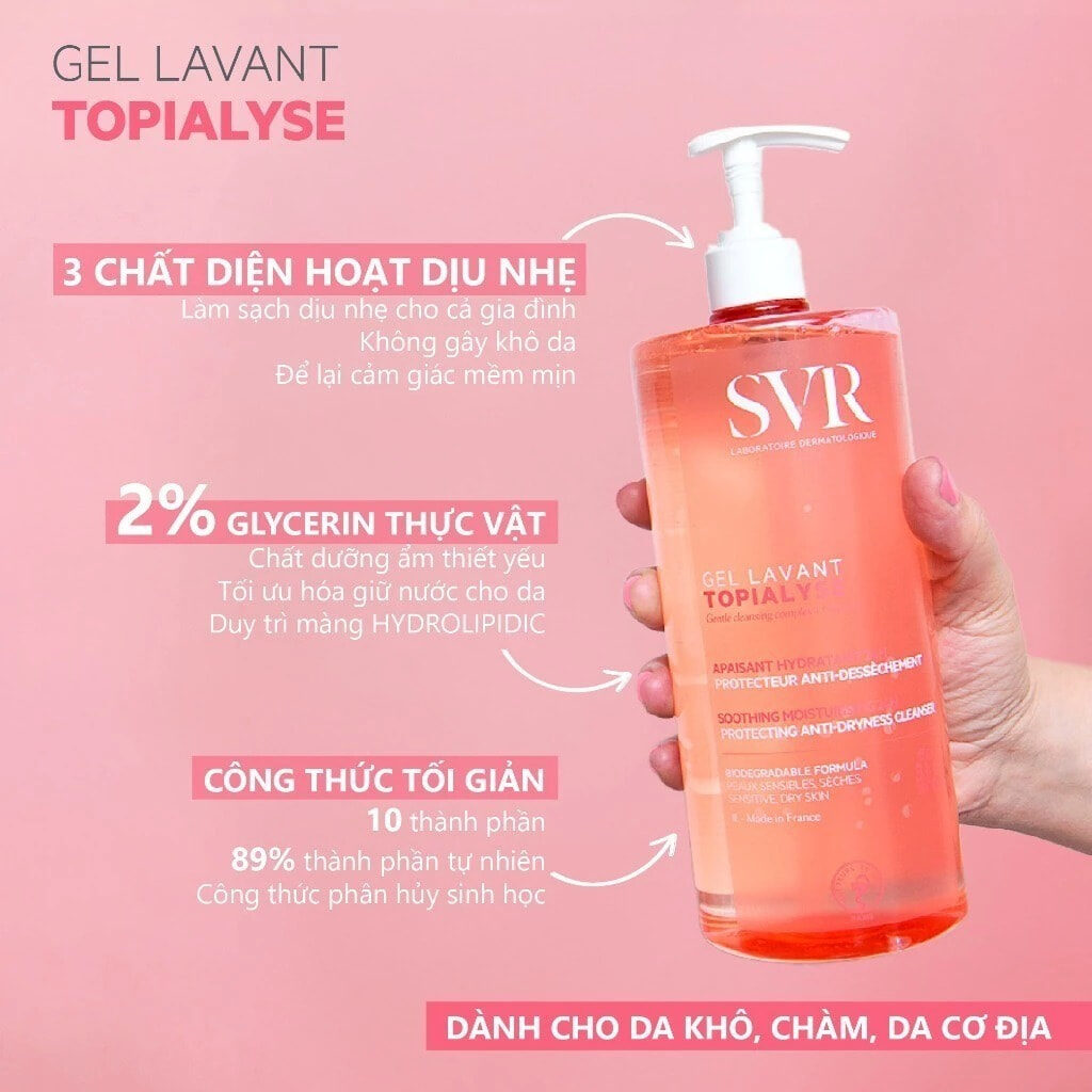Sữa rửa mặt dành cho da khô SVR TOPIALYSE Gel Lavant
