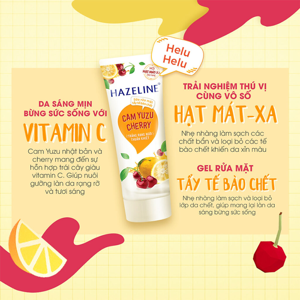 Sữa rửa mặt Hazeline Cam Yuzu và Cherry