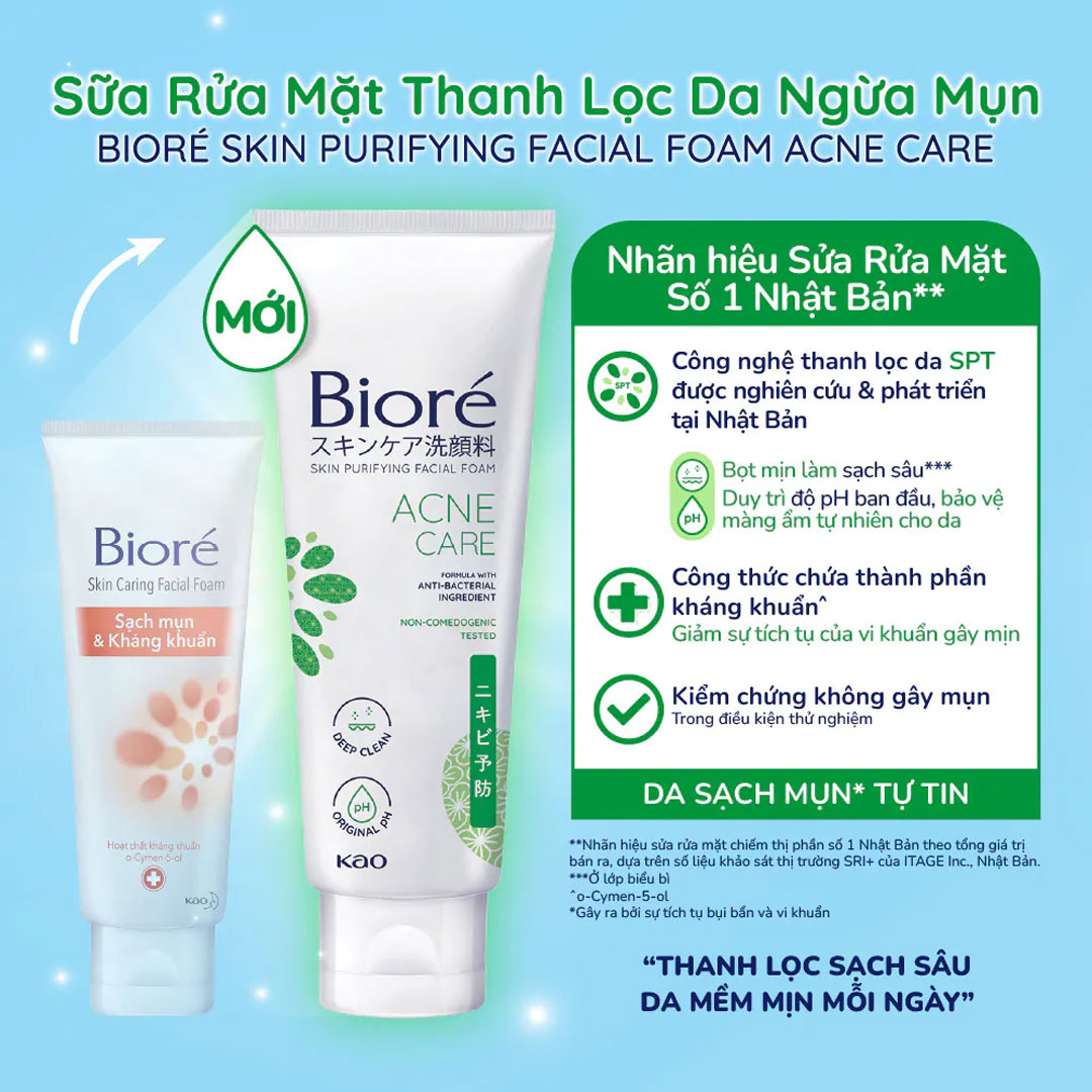 Sữa rửa mặt Bioré thanh lọc cho da dầu mụn