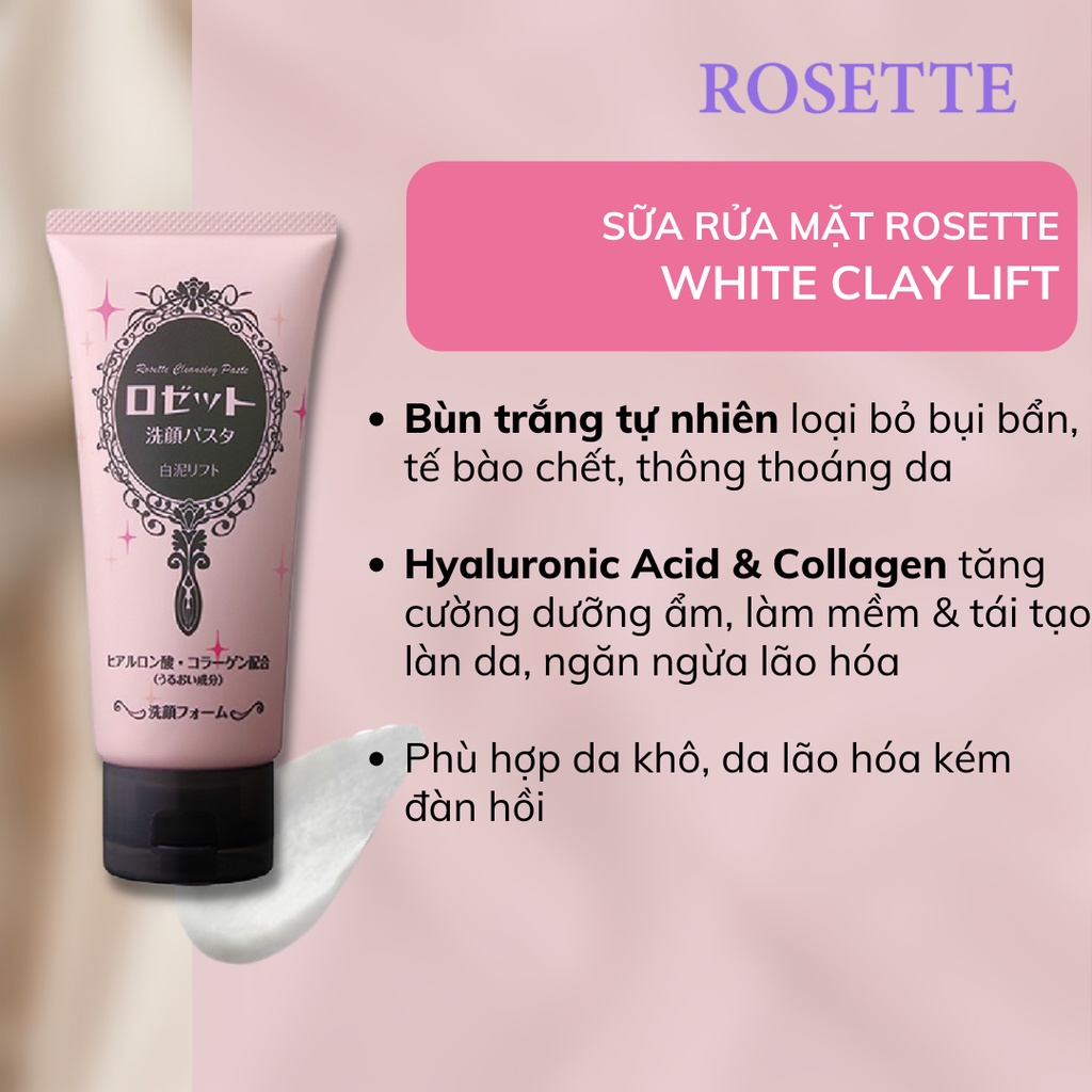 Sữa rửa mặt Rosette while clay lift