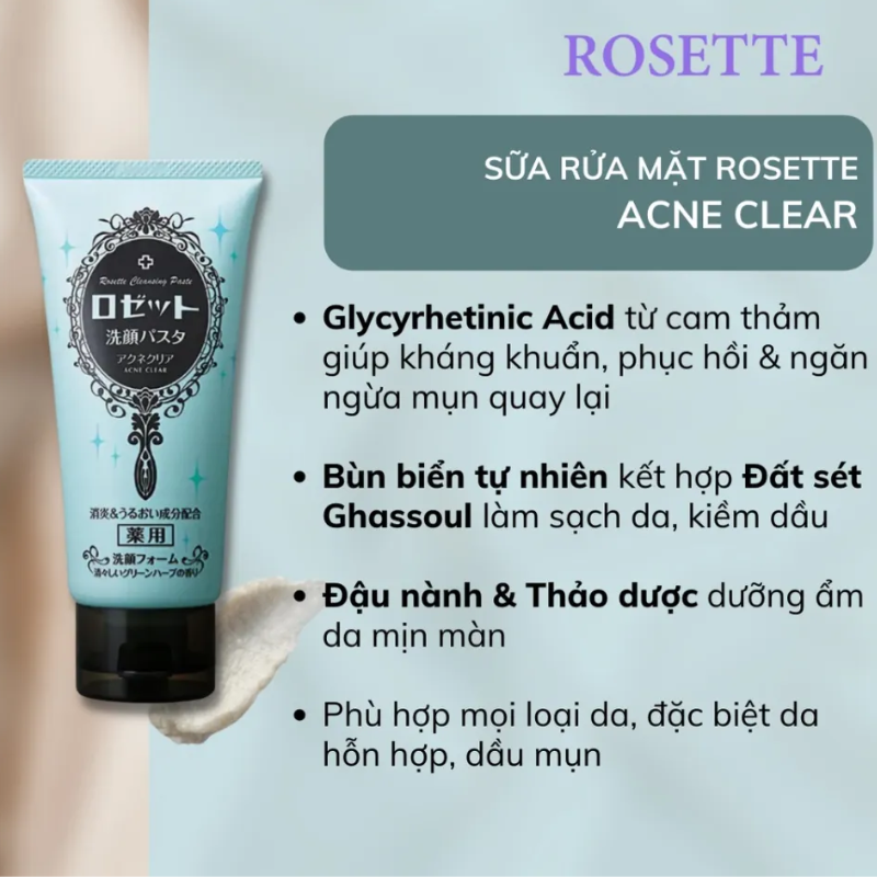 Sữa rửa mặt Rosette Acne Clear