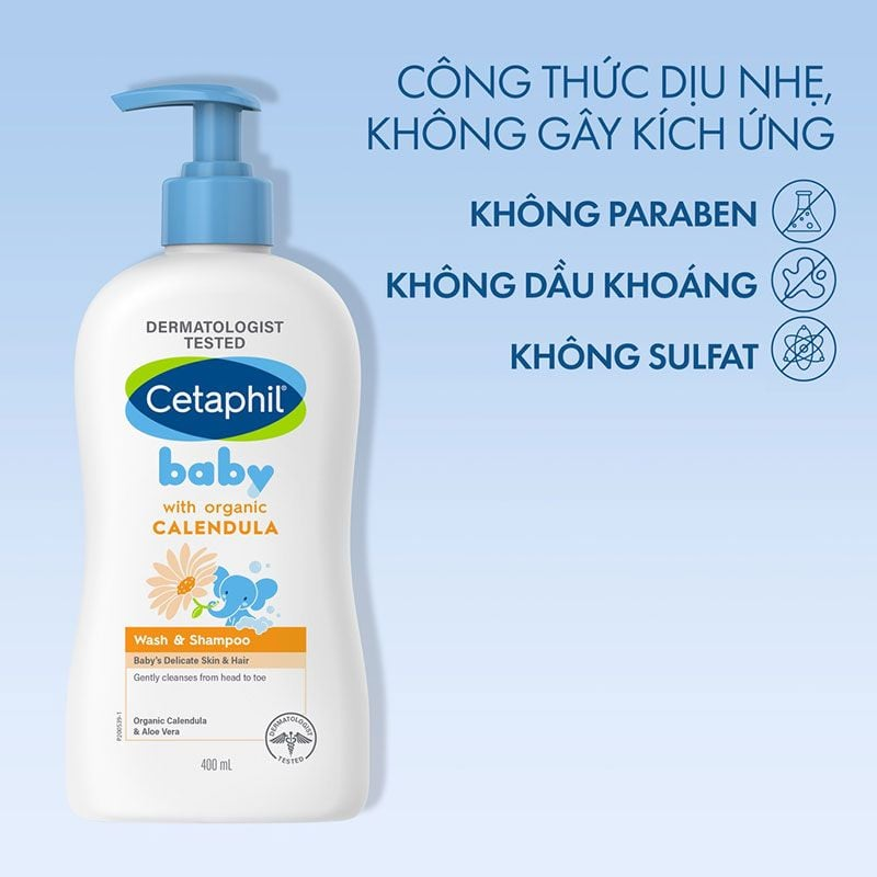 Sữa tắm gội Cetaphil Baby Calendula 2
