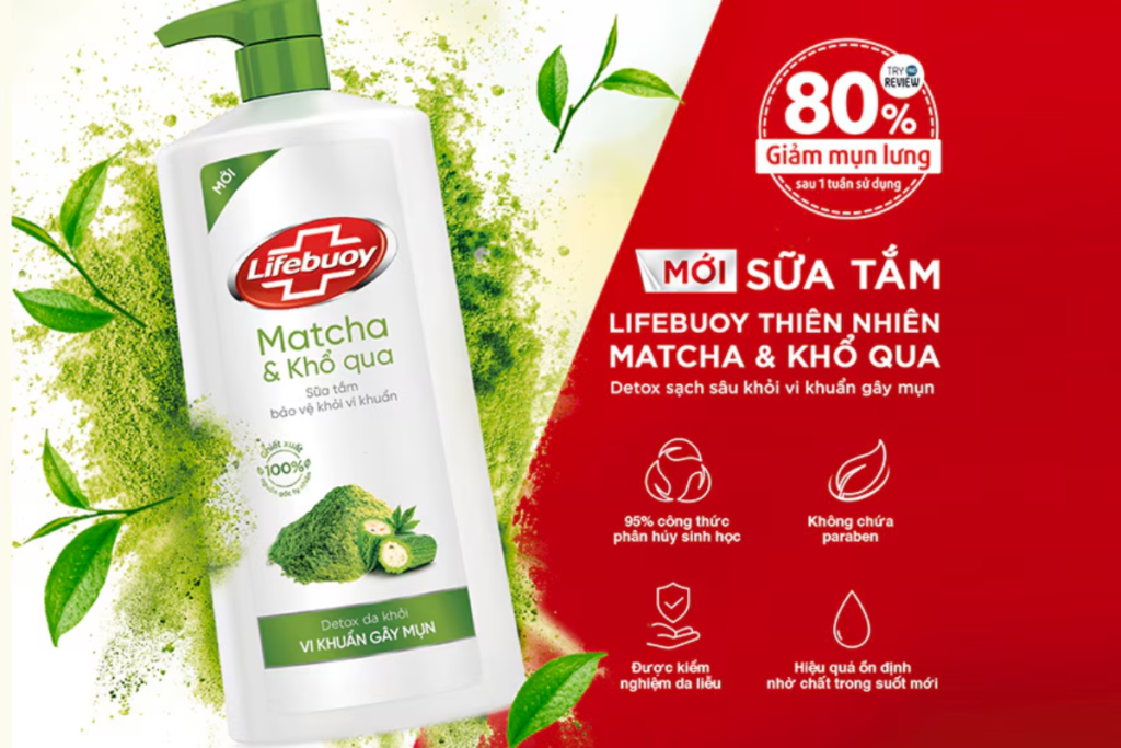 Sữa tắm trị mụn lưng Lifebuoy Matcha