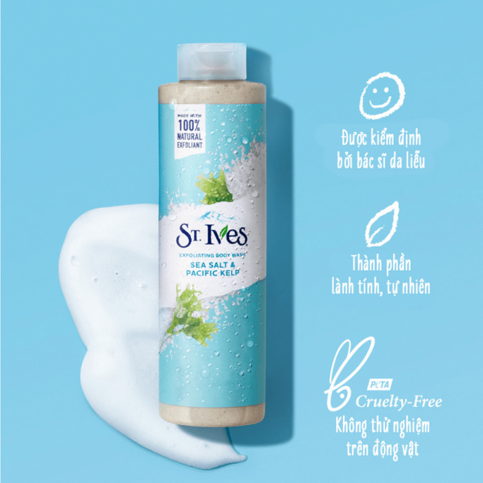 Sữa tắm St. Ives muối biển tẩy da chết vật lý