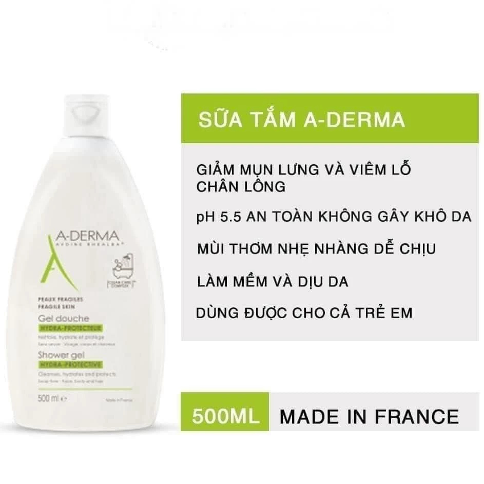 Sữa tắm A-Derma giúp giảm mụn lưng và viêm lỗ chân lông