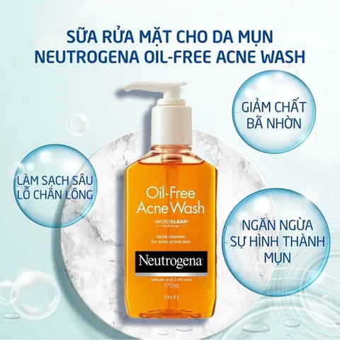 Sữa rửa mặt trị mụn Neutrogena Oil-Free Acne Wash