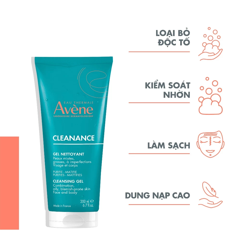Sữa rửa mặt Avène Cleanance Cleansing Gel có thể sử dụng cho mặt và thân