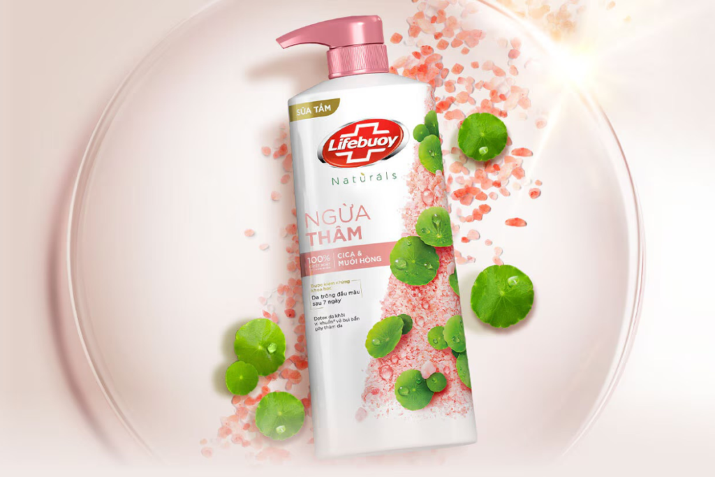 Sữa tắm Lifebuoy Cica & Muối Hồng giúp làm dịu và phục hồi da