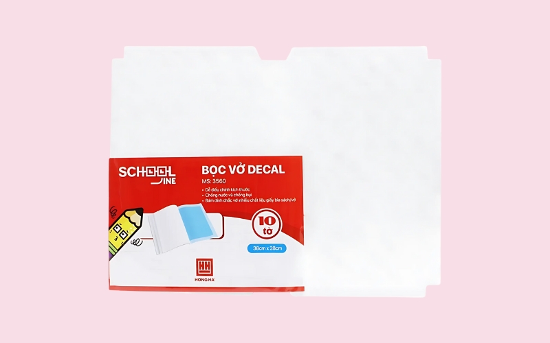 Bìa bọc sách Hồng Hà thường ghi rõ kích thước trên bao bì