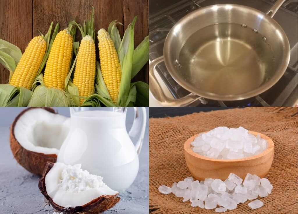 nguyên liệu làm sữa ngô nước cốt dừa bằng máy xay sinh tố