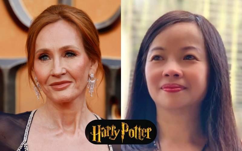 Hình ảnh tác giả J.K. Rowling (bên trái) và dịch giả Lý Lan (bên phải)