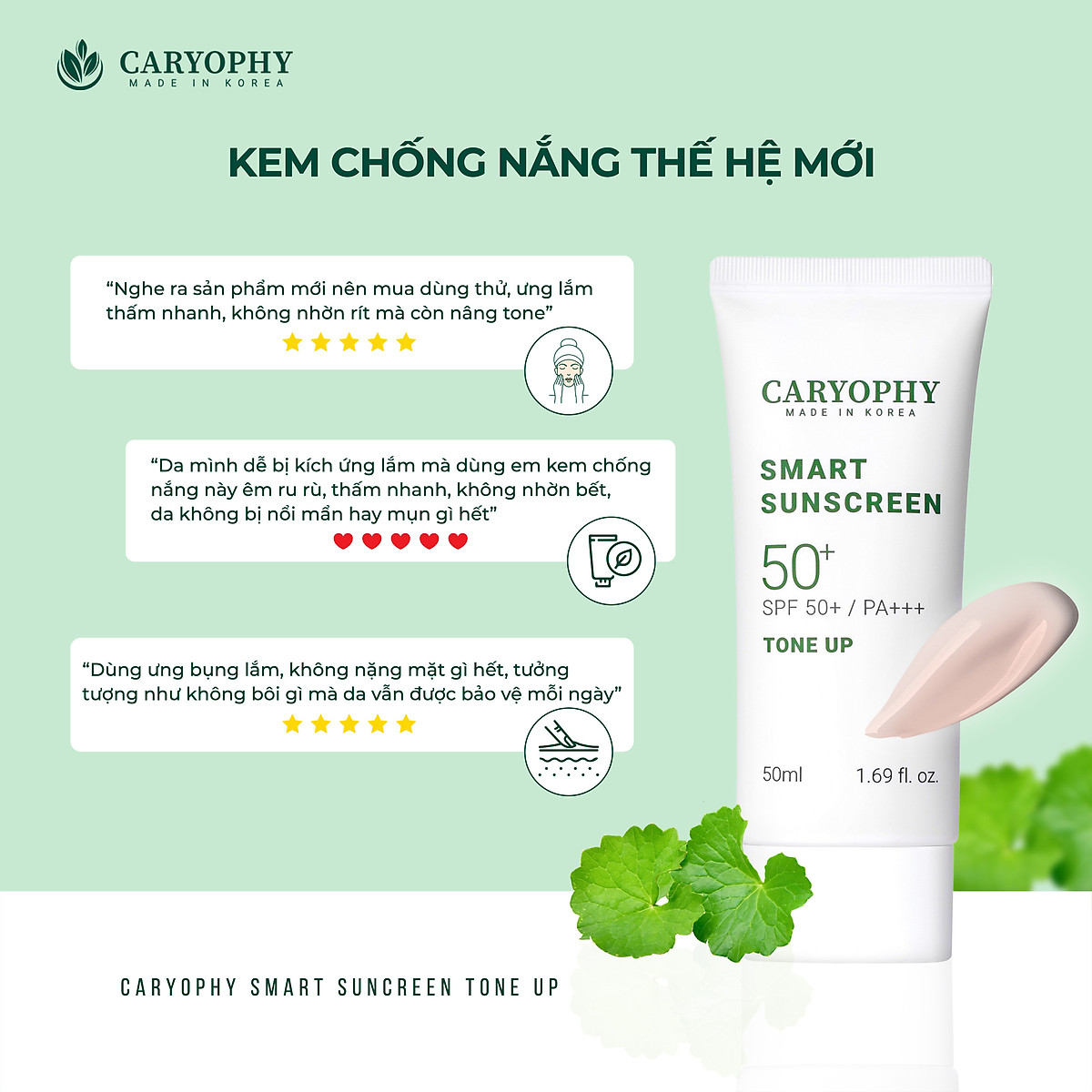 Kem chống nắng vật lý Caryophy Smart Tone up Sunscreen