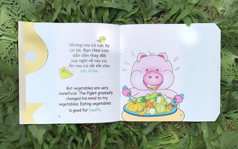 Sách song ngữ dành cho trẻ em thường có hình ảnh minh họa sinh động đi kèm