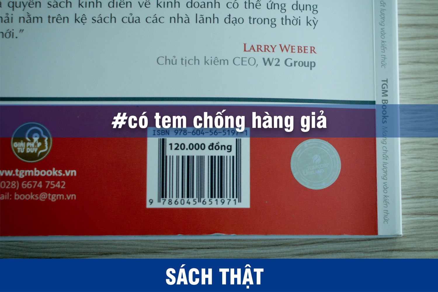 Sách thật có tem chống hàng giả rõ ràng, sắc nét