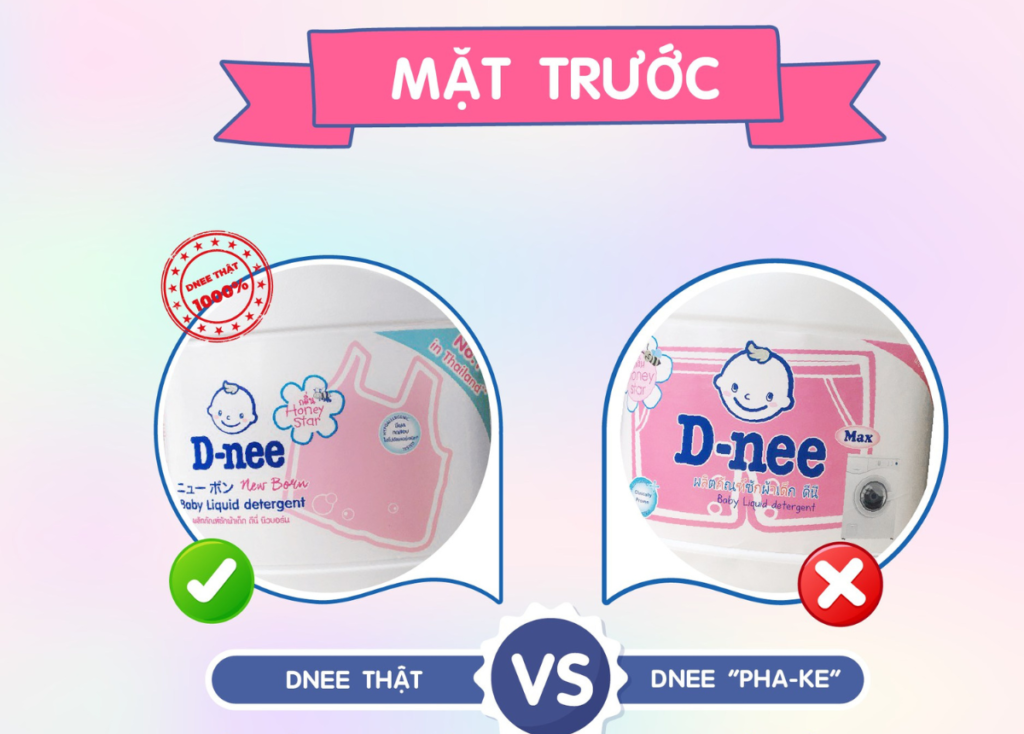 Phân biệt nước giặt dnee bằng cách quan sát màu sắc trên bao bì