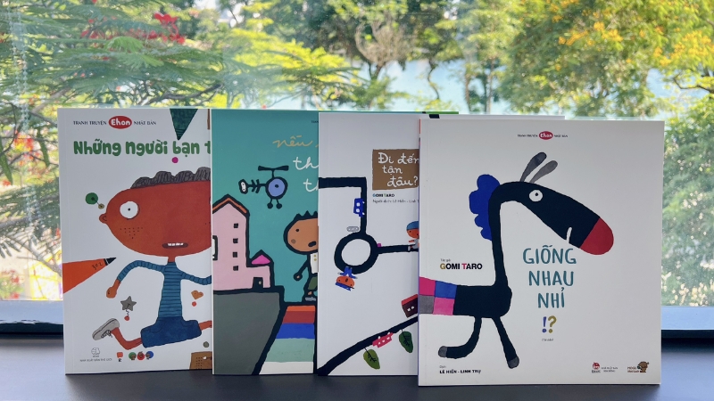 Ehon kể chuyện chủ yếu bằng hình ảnh, nét vẽ đơn giản và màu sắc rõ ràng