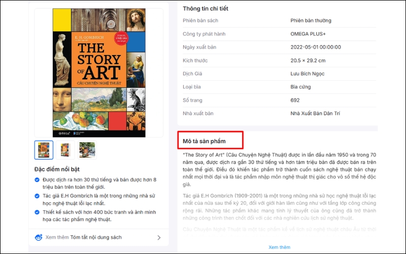 Tại Tiki, bạn nên xem kỹ phần mô tả để dễ hình dung về sách