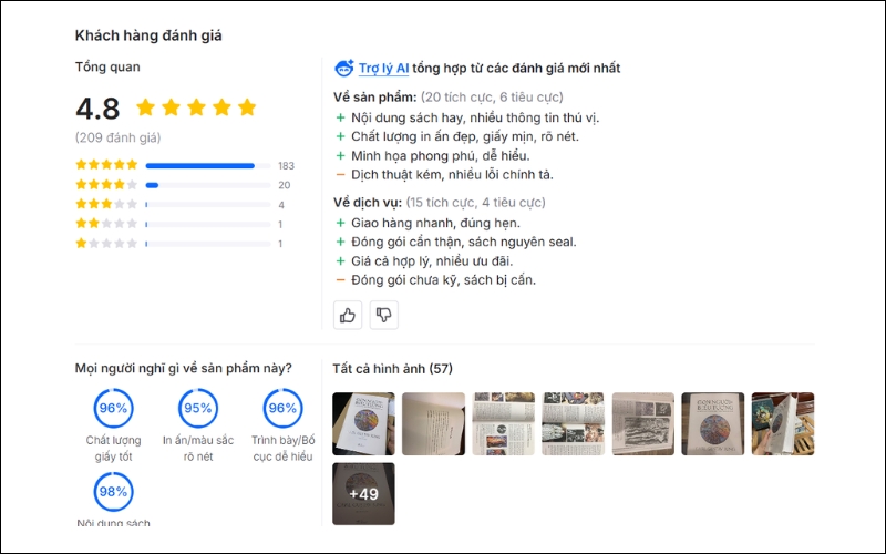 Phần review tại Tiki sẽ cung cấp góc nhìn chân thực về sách