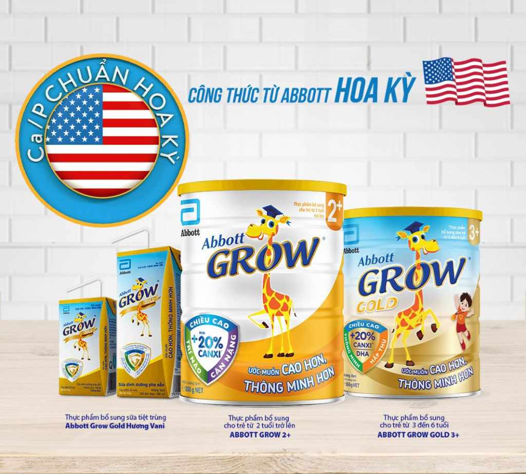 Sữa Abbott Grow hỗ trợ phát triển chiều cao cho bé