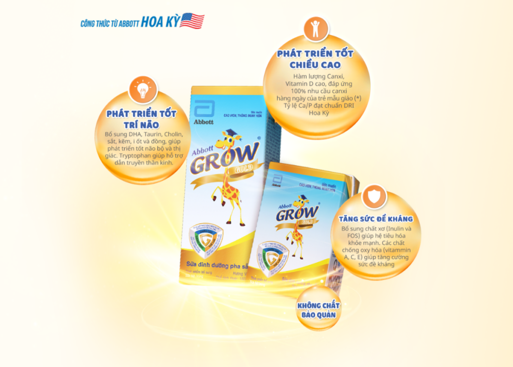 Sữa pha sẵn Abbott Grow Gold là phiên bản tiện lợi của sữa bột Abbott Grow Gold 